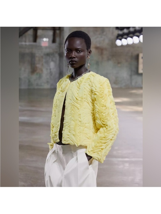 Zara Jackets & Blazers - Zara Yellow Textured Women's Jacket - Lightweight Fashion Coat